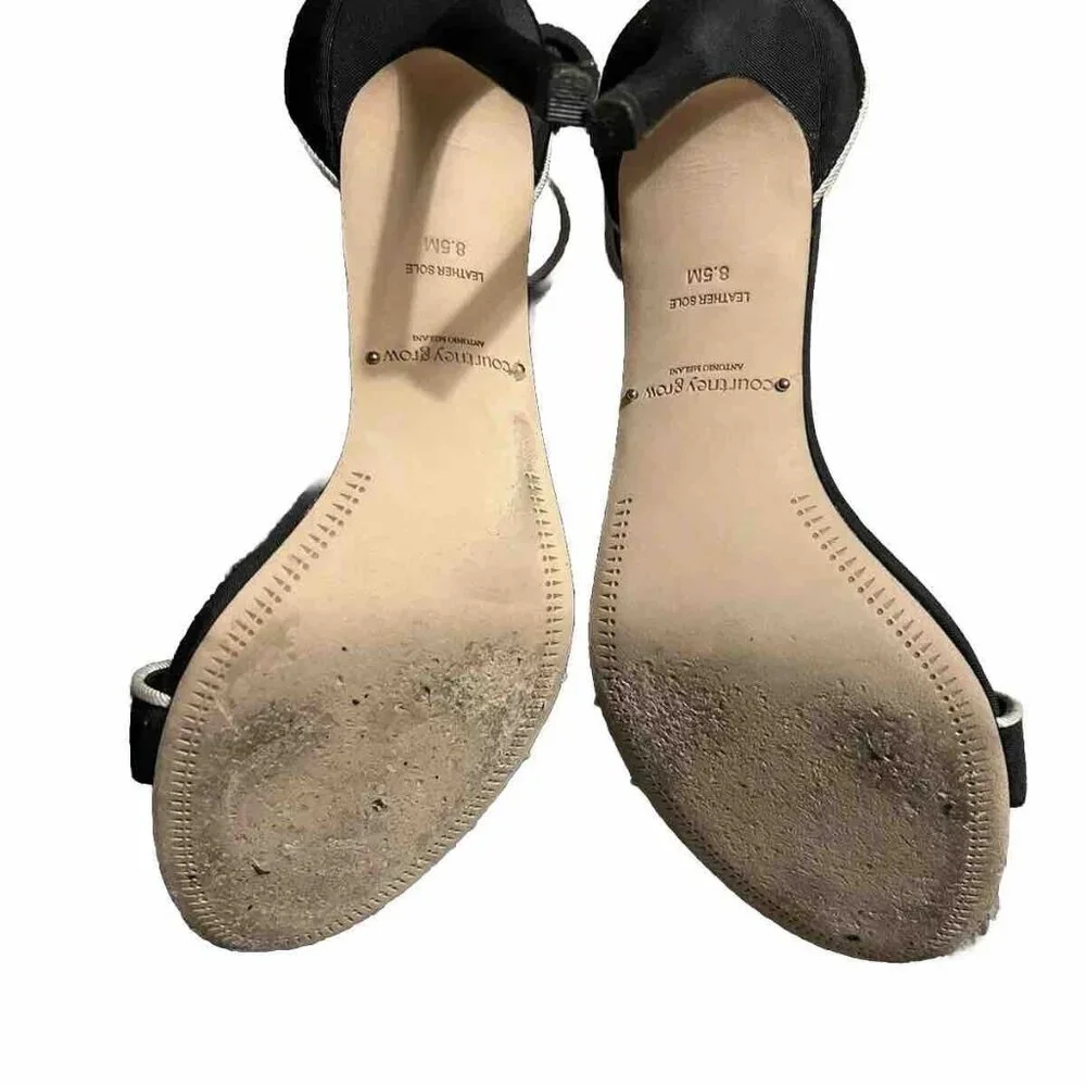 Antonio melani courtney grow open toe ankle strap heel size 8.5M Black White - Picture 5 of 5